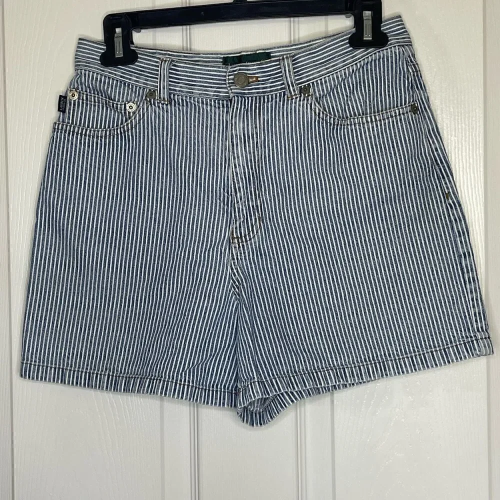 Vintage denim and white striped Lauren jeans co Ralph Lauren petite 8